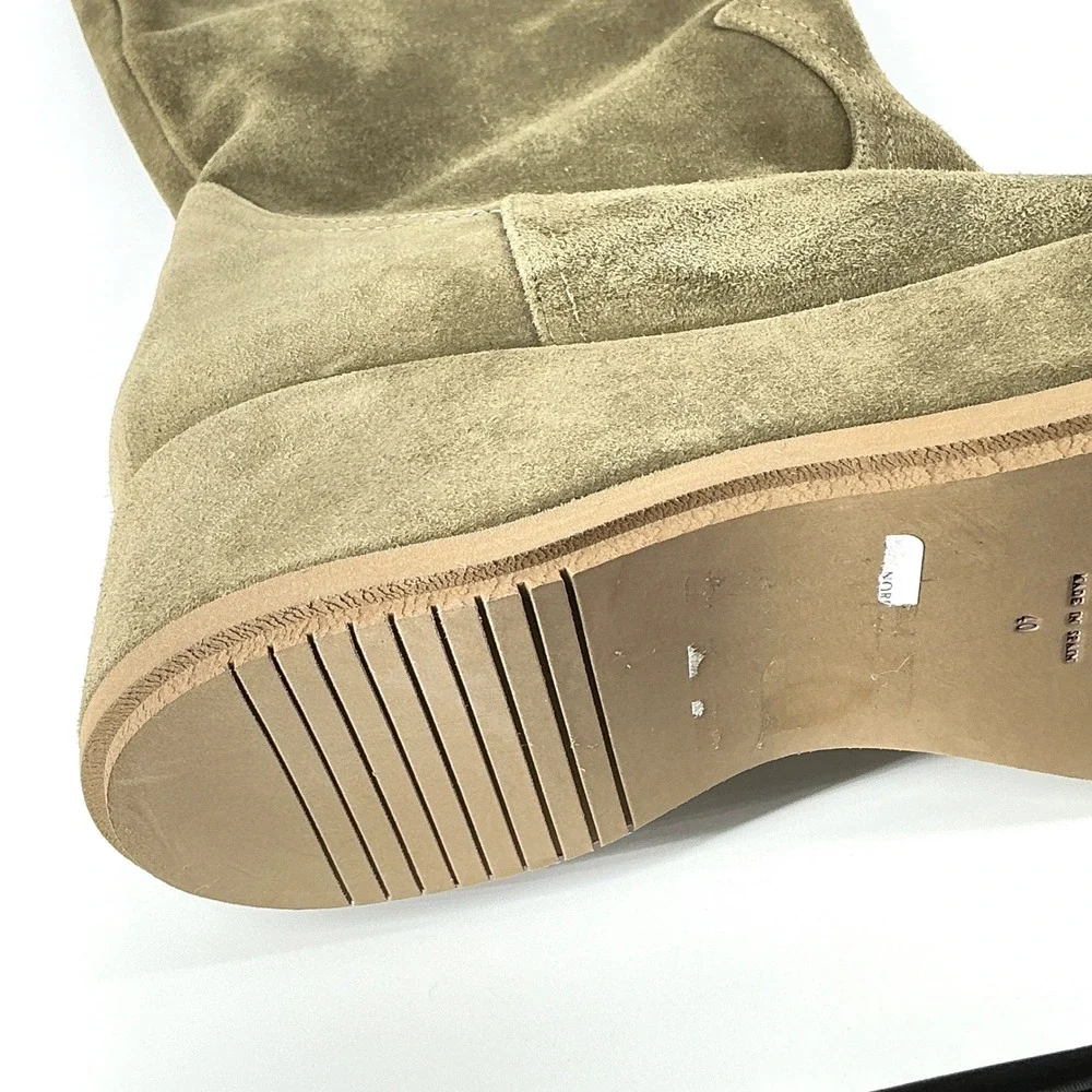 Paloma Barcelo Size 40 US 9.5 Olive Green Suede Over the Knee Platform Boots NEW